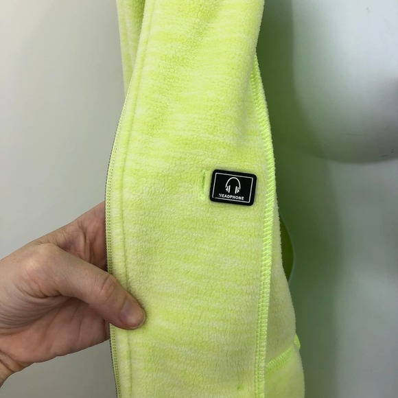 Calvin Klein Performance Womens Fleece Jacket Size M Neon Yellow Hooded Full Zip - Picture 6 of 10